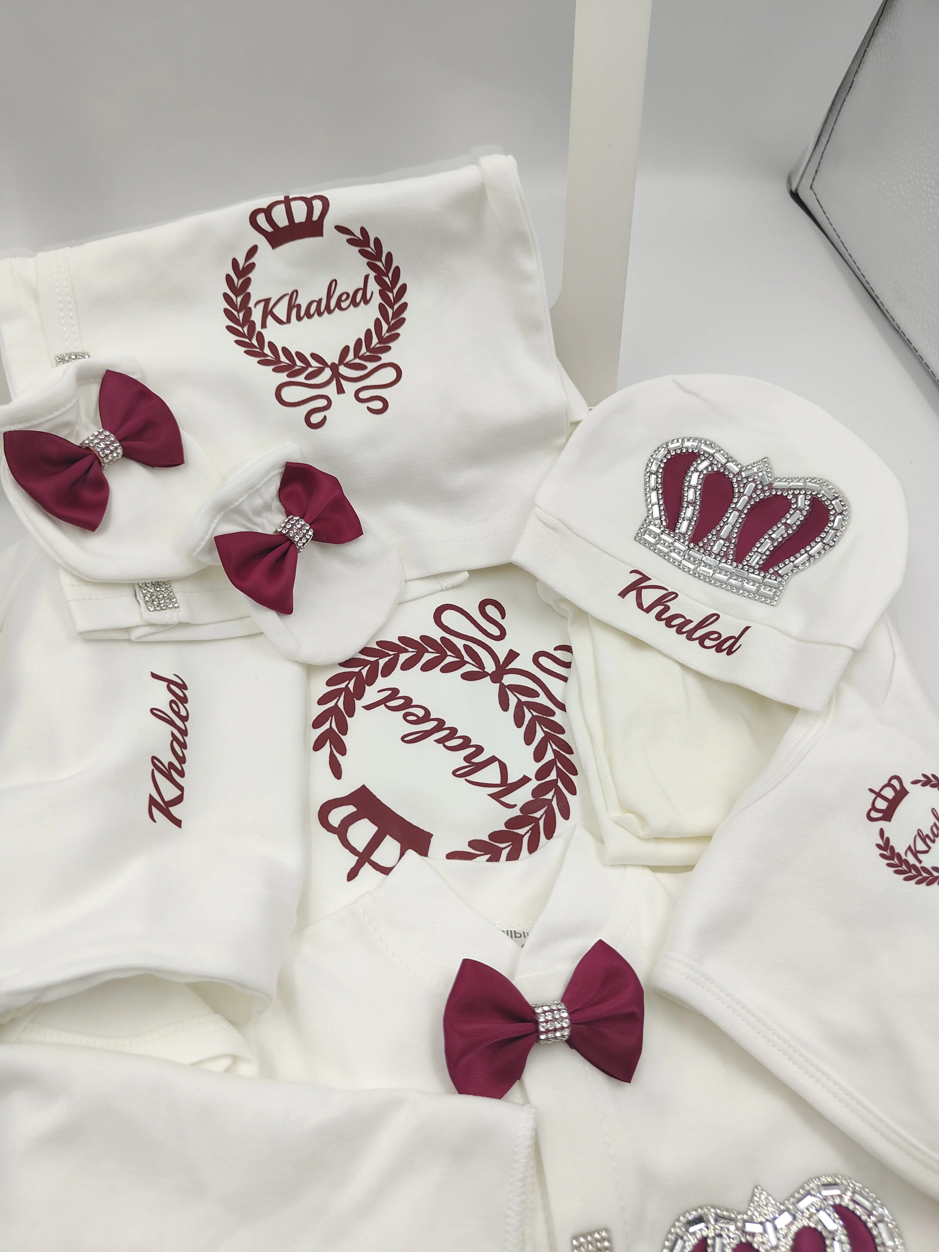 10Pcs Cute Fashion Baby Romper Set Crown Embroidery Cotton Soft Breathable Newborn 0-9M Daily Wear Gift