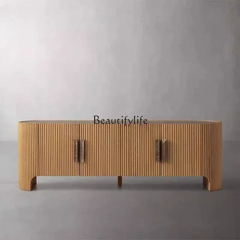 

01Light luxury American TV cabinet French living room media console storage marble cabinet