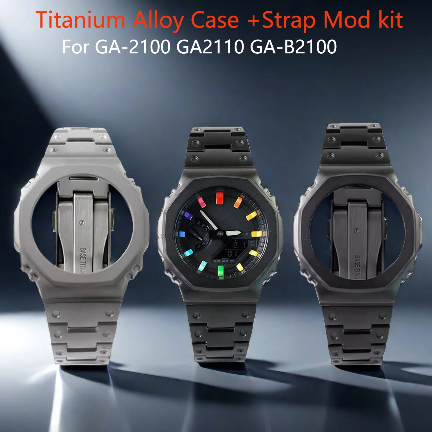 

GA2100 Titanium Alloy Case + Strap Mod kit For Casioak GA-2100 GA2110 GA-B2100 Series Ultra light Titanium Metal bezel watchband