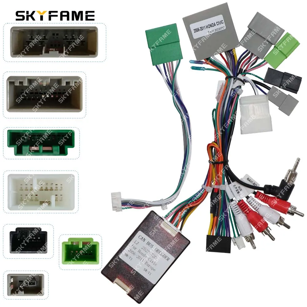 SKYFAME Car 16pin Wiring Harness Adapter Canbus Box Decoder Android Radio Power Cable For Honda Civic 5D Hatchback