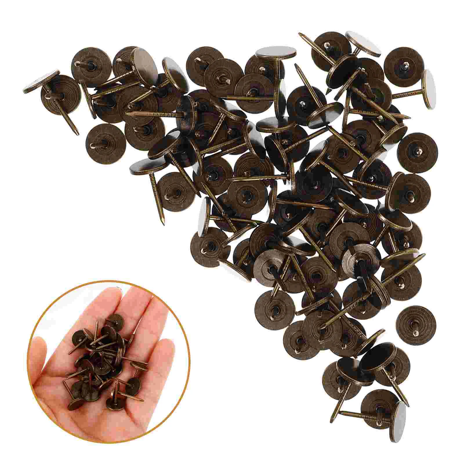 100 Stück Flachkopf-Reißzwecken, dekorative Reißzwecken, Möbelnägel, Polsterung für robuste Daumen-Kleidungsmarker