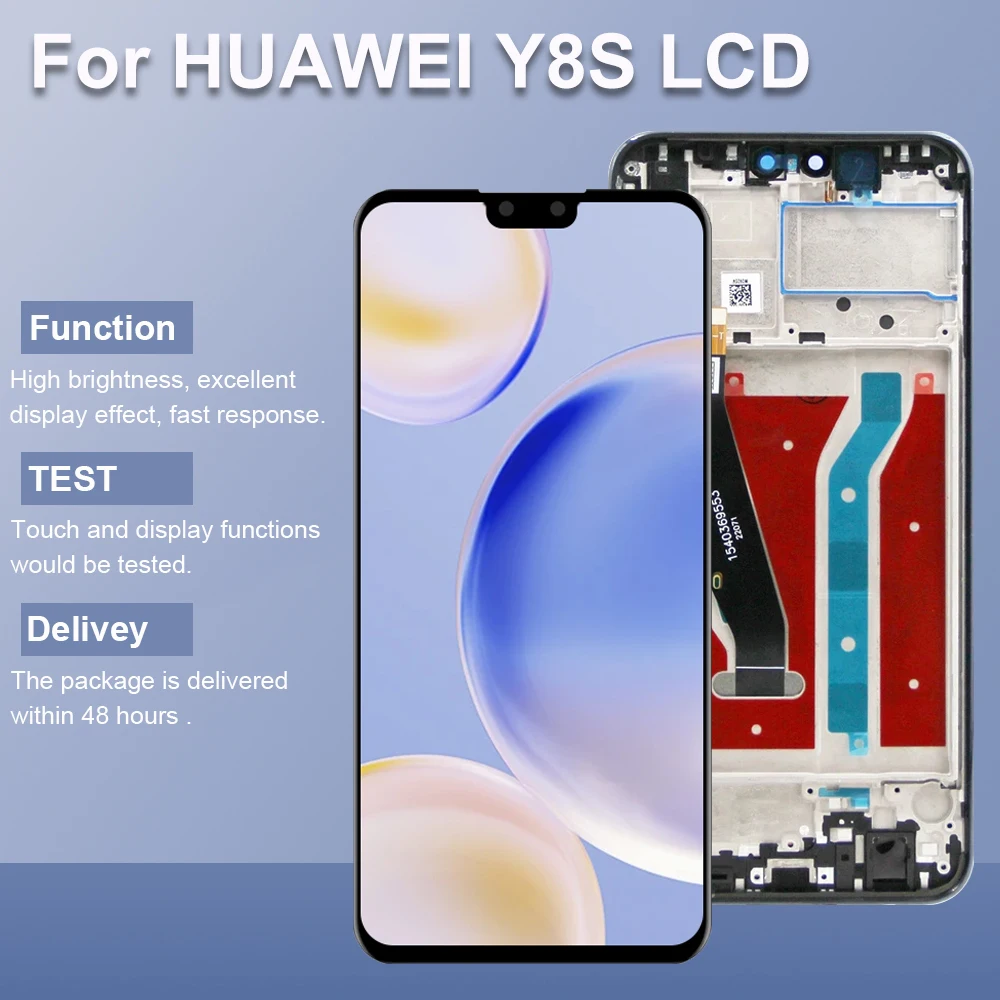 화웨이 Y8S LCD 스크린 어셈블리, JKM-LX1 JKM-LX2 JKM-LX3 LCD 디스플레이 터치 스크린 디지타이저, 프레임 교체 포함