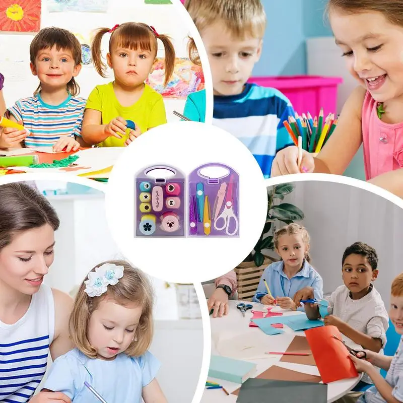 Punzones de papel para manualidades, Kit de punzones para manualidades 3D, máquina de grabado educativa, perforadores de papel para álbum de recortes divertidos, manualidades ligeras