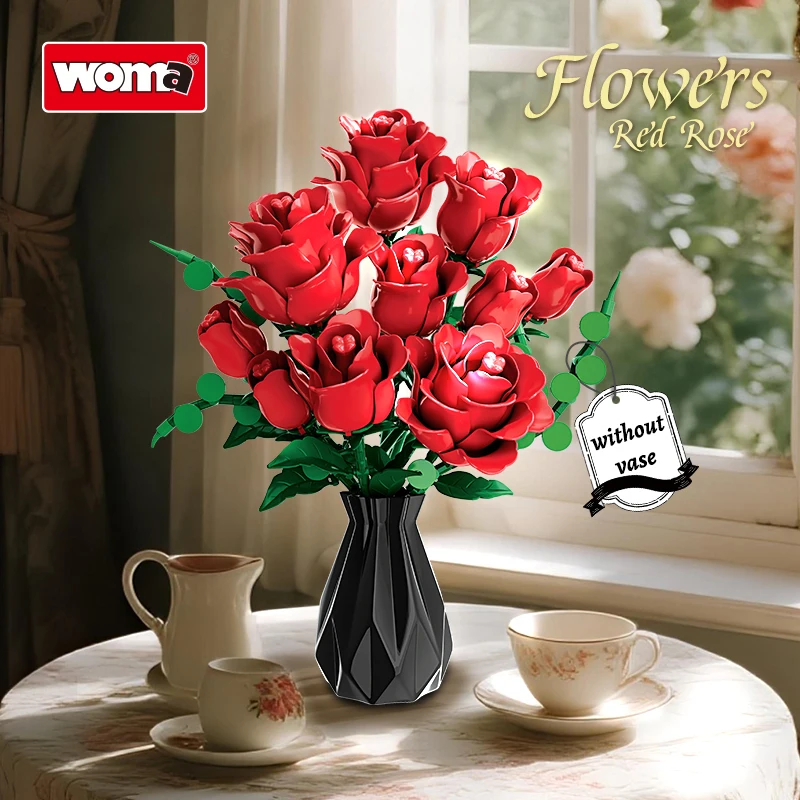 

Red Rose Building Blocks Set 443PCS, DIY Flower Models, Home Decoration, STEM Educational Toys, Valentine's Day Gifts