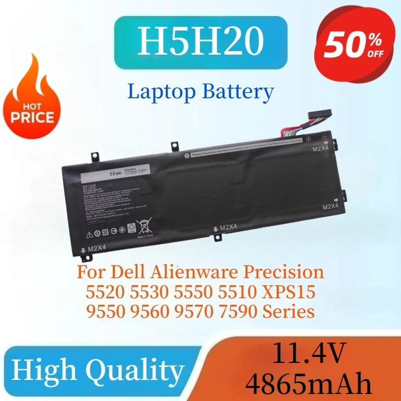 

H5H20 6GTPY RRCGW 4GVGH 11.4V Laptop Battery For Dell Alienware Precision 5520 5530 5550 5510 XPS15 9550 9560 9570 7590 Series