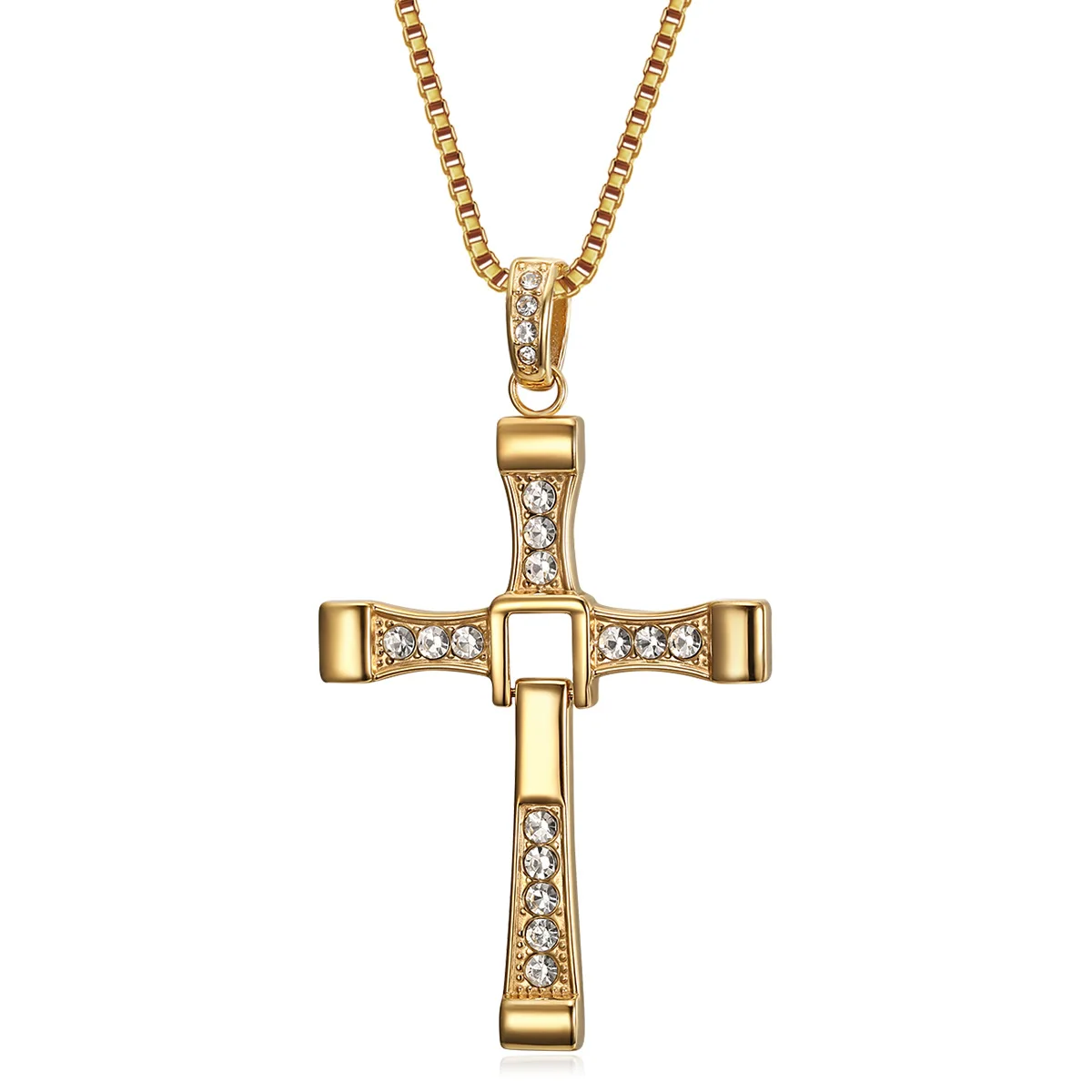 Classic Rhinestone Sliver Color Pendant Men Crystal Jesus Cross Necklace Activity Male Gift Jewelry Wholesale Dropshipping