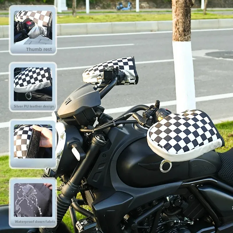 Thickened Fleece Motorcycle Handlebar Covers Waterproof Windproof Warm  Vehicle Anti-cold Rainproof Shield Universal