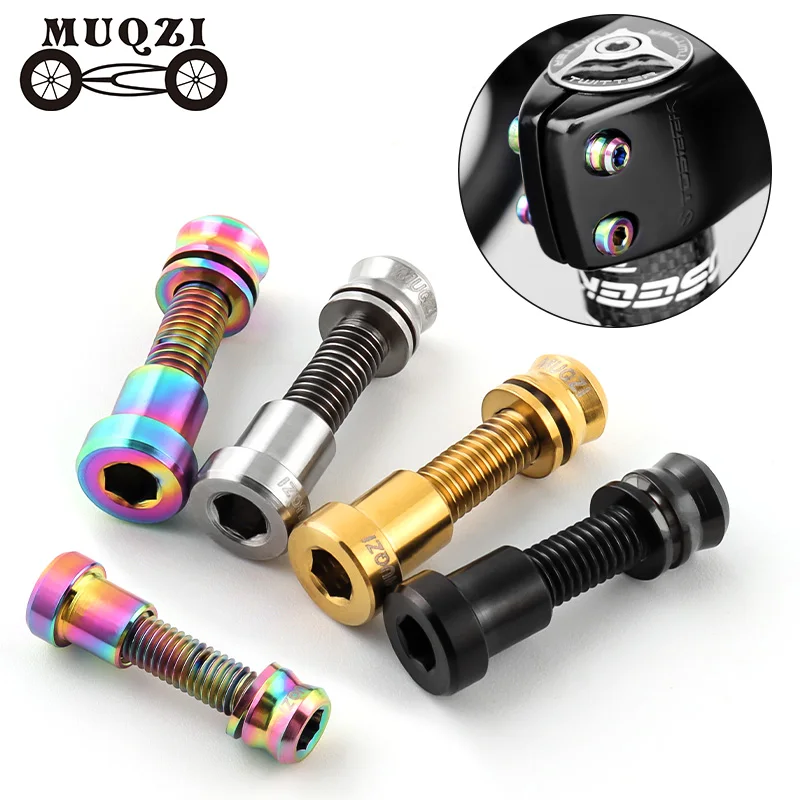 MUQZI 2pcs Bike Titanium Bolt M5x17mm M5x19mm Bicycle Nut Titanium Alloy Stems Bolts MTB Road BMX Folding Bike Screw Accessories