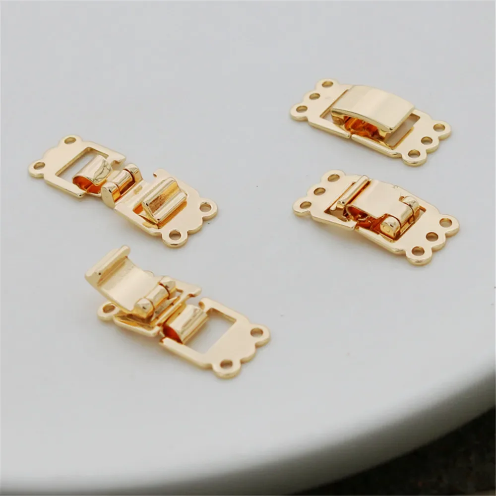 

14K Gold Clad Watch Buckle Smooth Surface Two Row Three Row Snap Clip Link Bracelet DIY Jewelry Accessories