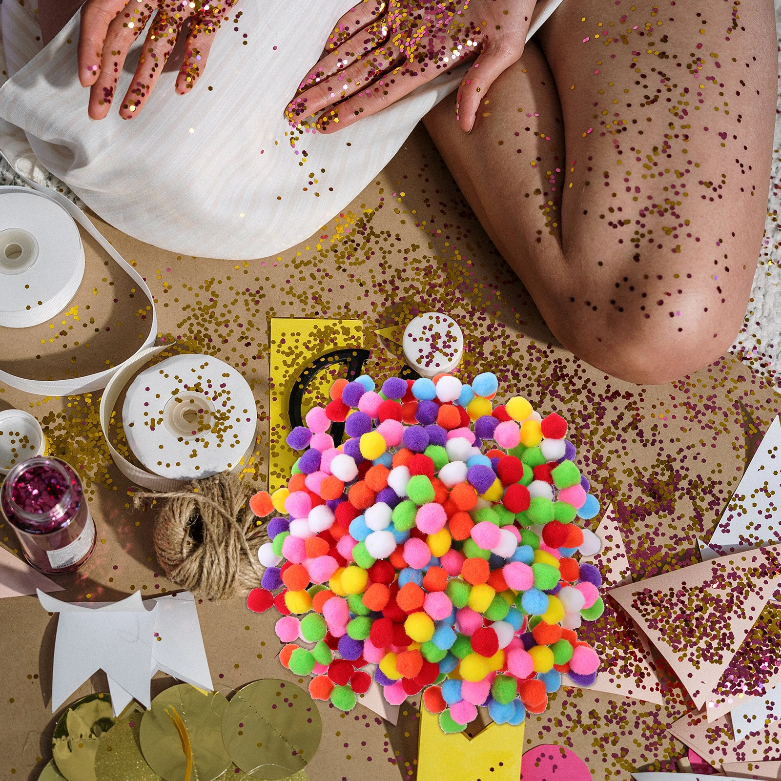 

1 Bag Of Colored Pompoms 40Mm Pom Balls For Diy Crafts Making Sewing Costume Materials Decorative Pom Poms Bulk Craft Supplies