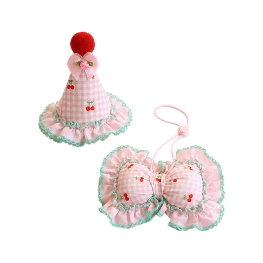 Star Cute Cat Dog Birthday Hat Set Bow Adjustable Pet Cap Bow Tie Colorful Pet Dress Up Set Pet Birthday Party