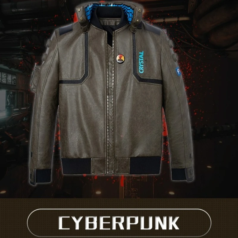 Game Punk Style 2077 Samurai Main Character Vincent Valerie V Cosplay Costume For Man Faux Leather Led Light Game Jacket