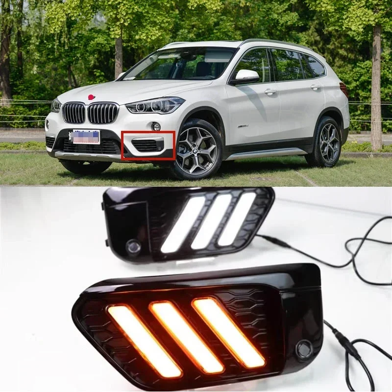 

Car Accessories For BMW X1 2015-2019 modified front fog light assembly LED daytime running light running water turn signal