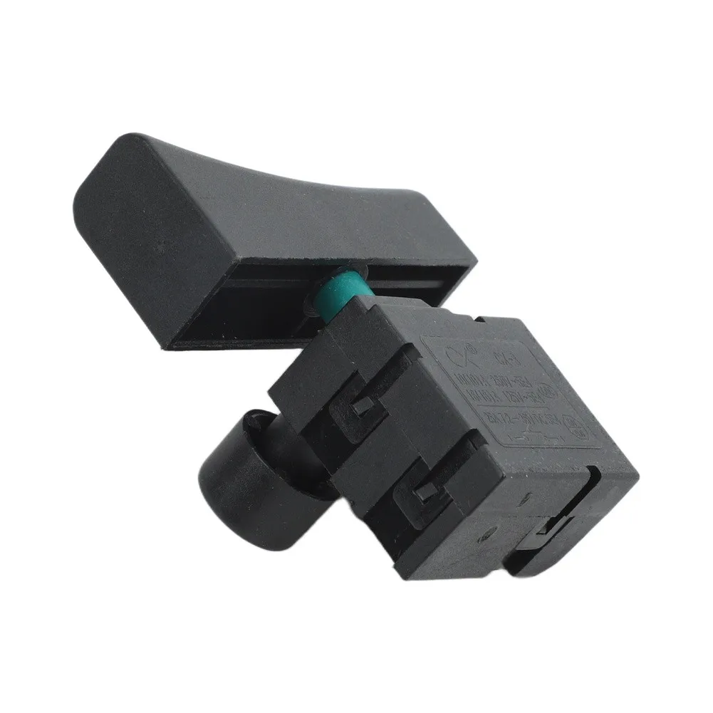 Engineered switch for 12 inch and 16 inch brushless lithium chainsaws with safety lock to deliver and secure use
