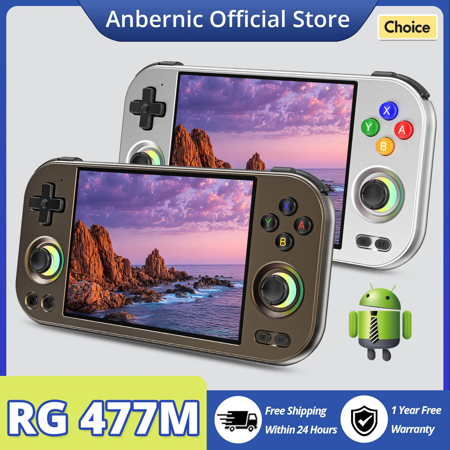 

Портативная игровая консоль ANBERNIC RG 477M в ретро-стиле, алюминиевый корпус с ЧПУ, Android 14, 4,7-дюймовый LTPS сенсорный экран In-Cell, 5300 мАч, RG477M
