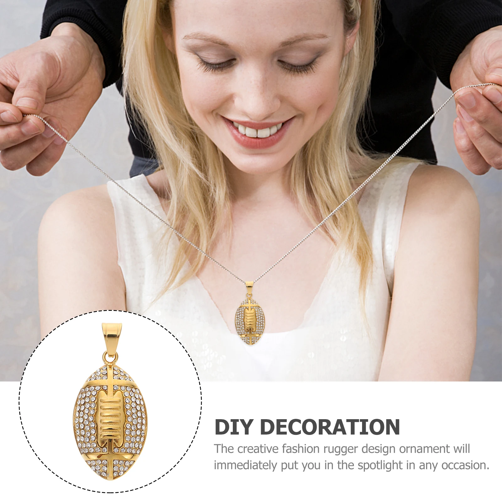 

Rugby Charm Necklace Men Pendant Jewelry Light Weight Compact Size Perfect Gifts Sports DIY Decor Popular Accessories Fashion