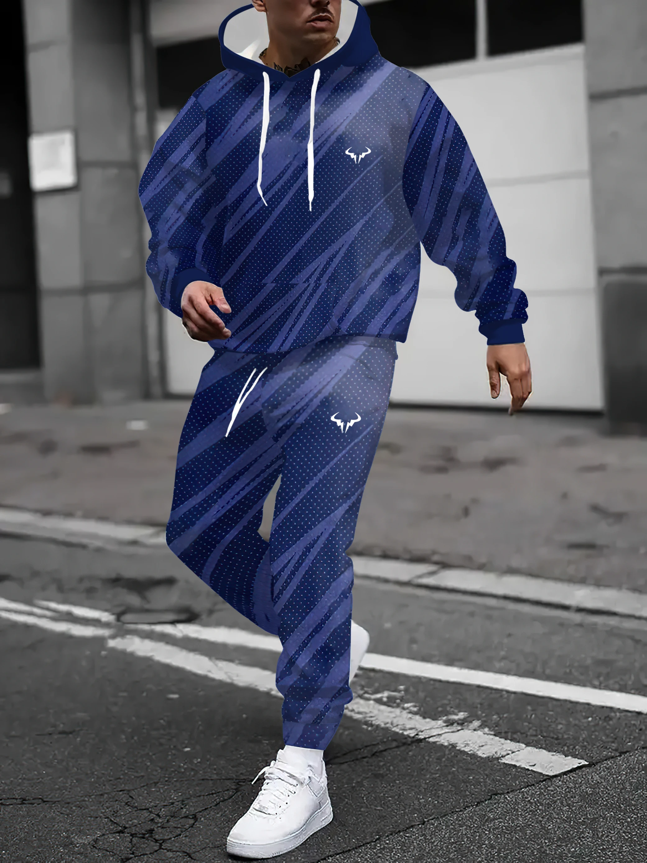 Sudaderas con capucha informales a la moda, conjuntos de dos piezas con estampado 3D, diseño Simple, ropa con capucha de manga larga, pantalones, trajes, conjunto deportivo holgado y cómodo