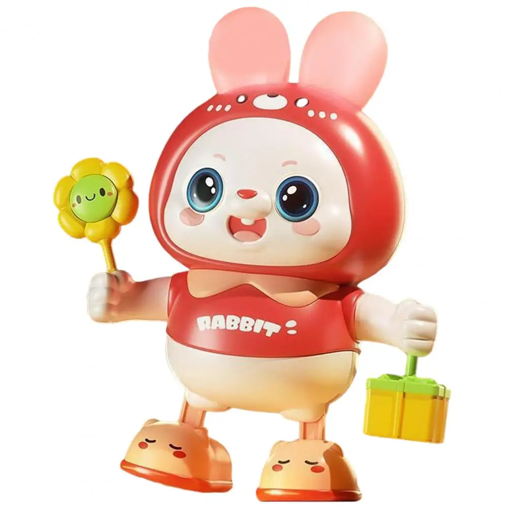 Early Education Toy Adorable Battery-powered Dancing Rabbit Toy with Light for Early Education Cartoon Bunny Doll for Kids