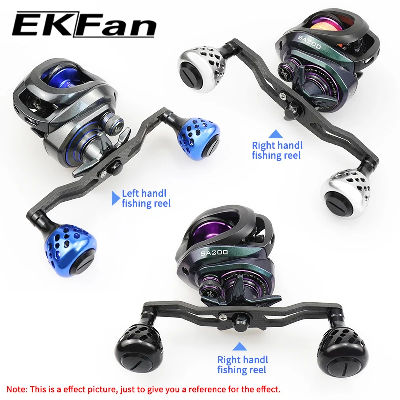 EKfan 130MM Kohlefaser-Baitcasting-Angelrollen-Griff für A/S/D 7*4/8*5mm Loch Doppel-Legierungs-Knopf Köderrollen-Griff – Detail 11