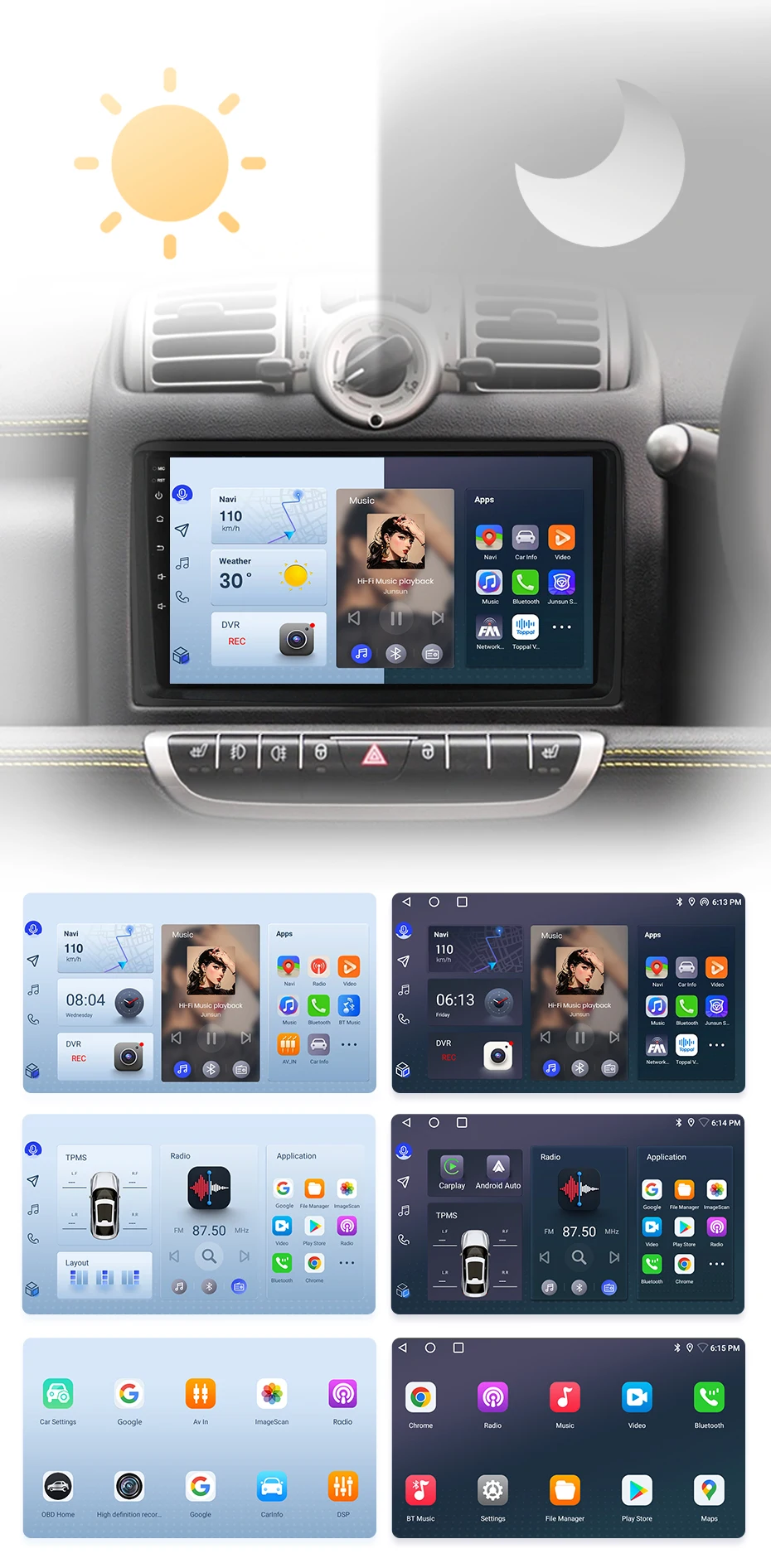 Junsun Carplay Android Auto Autoradio für Smart Fortwo 451 2005 - 2010 Intelligentes System Stereo Multimedia Autoradio ﻿ – Detail 6