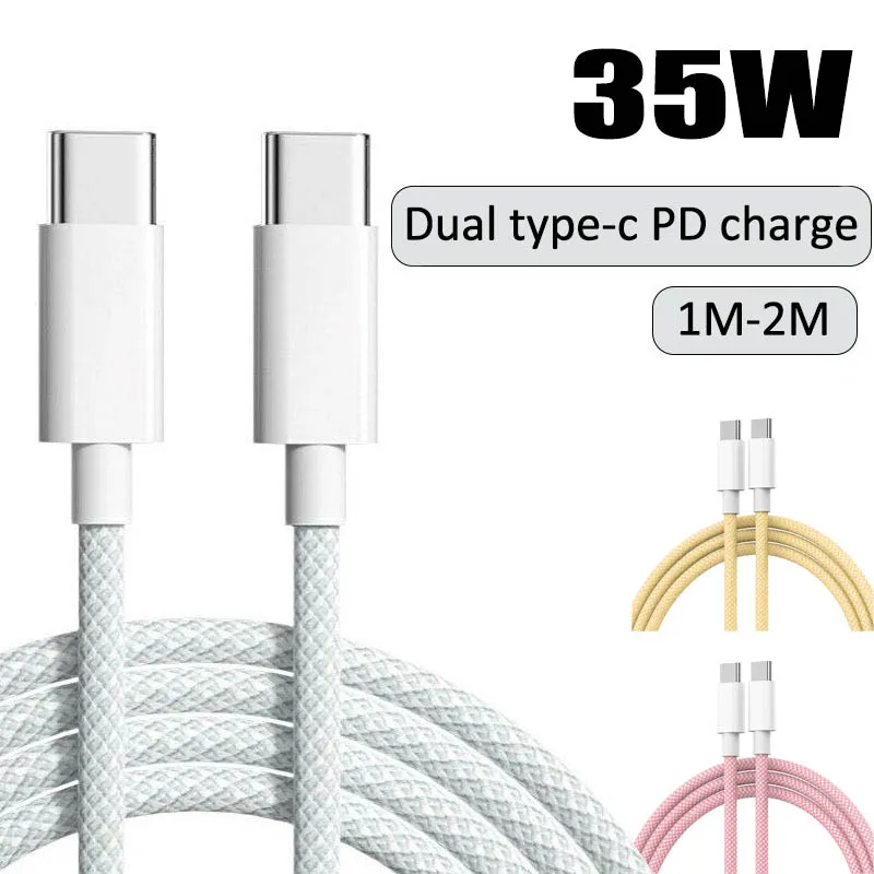 Cavo di ricarica da USB-C a tipo C per Android iPhone 15 Serie Linea di ricarica PD 35W Caricatore rapido Tipo C Cavo per tessitura Accessori