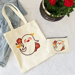 Hu Tao e Ghost Genshin Impact Game Anime Tote Set-borsa a tracolla spaziosa da donna con facile accesso e pochette abbinata