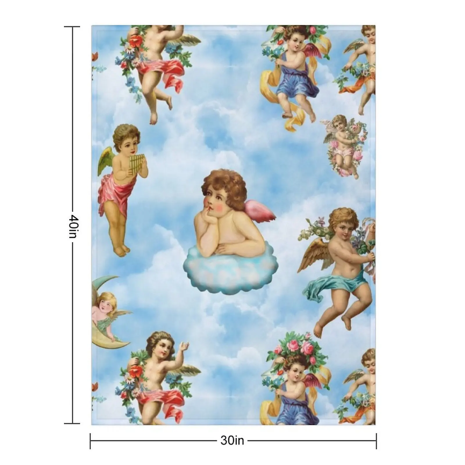 angel cherub clouds antique Throw Blanket warm for winter sofa bed Bed linens Heavy Blankets