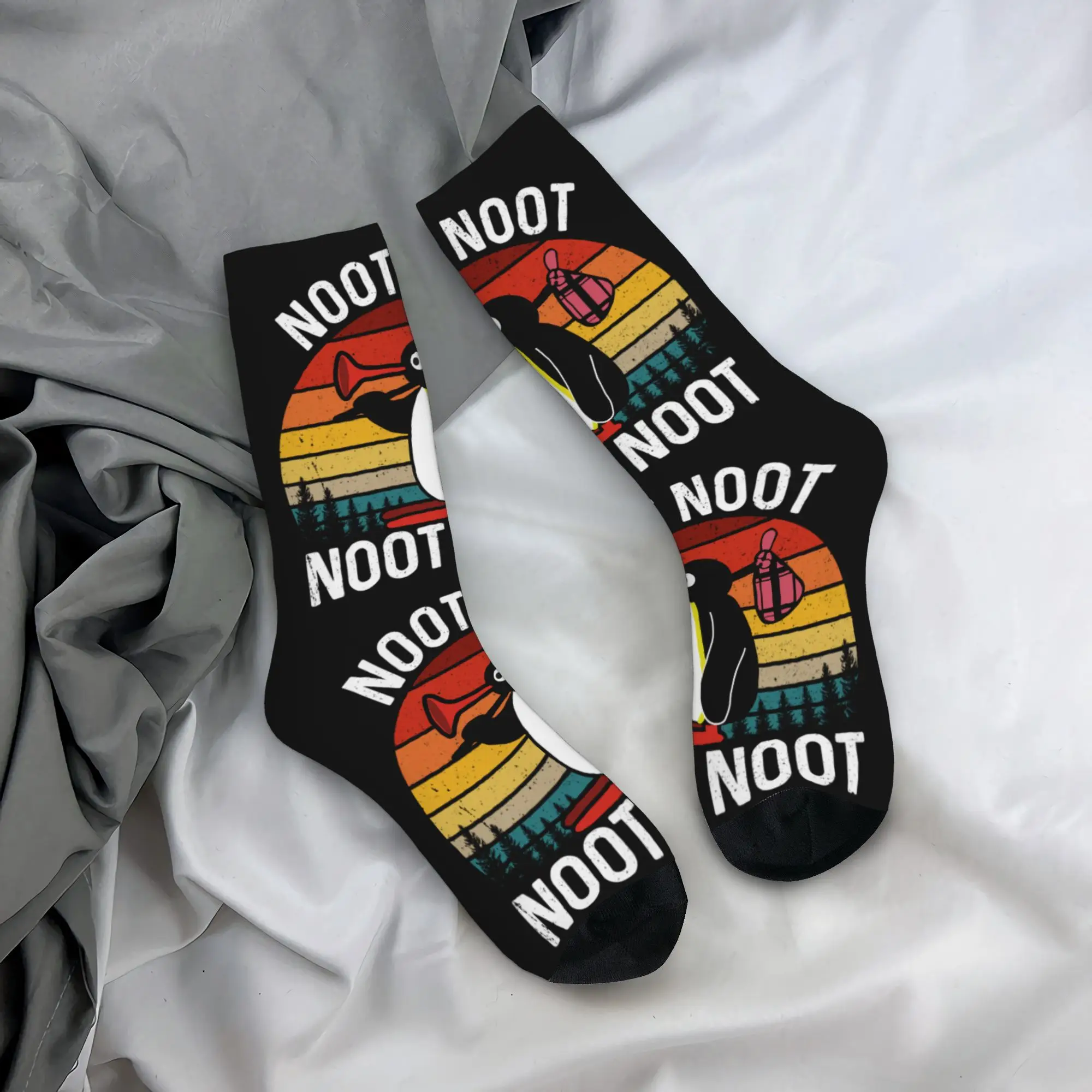 Calcetines Personalizados con Diseño Divertido de Pingu Noot Noot, Calcetines Deportivos de Baloncesto con Estampado 3D de Pingüino para Hombre y Mujer