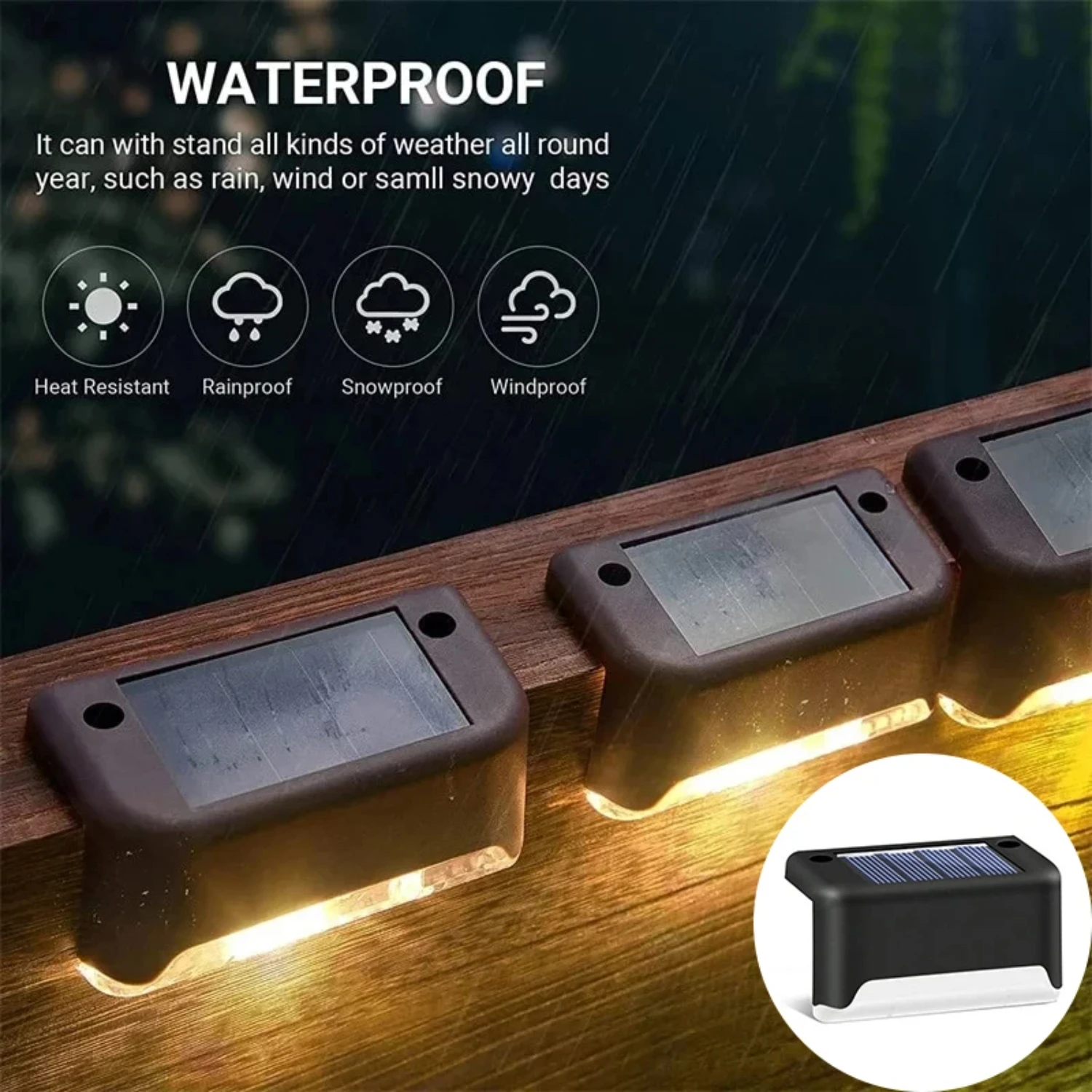 Bright and Energy-Efficient Waterproof Solar-Powered Decorative Outdoor LED Stair Light for Path, Deck, Garden - Balcony, Patio,