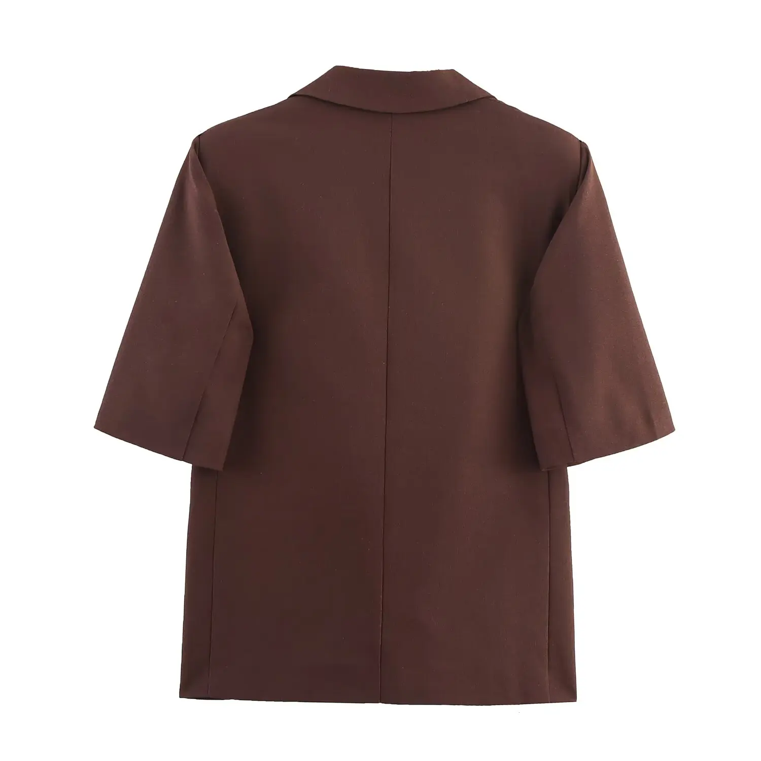 بدلة نسائية موضة 2025 على الطراز الأوروبي والأمريكي للخريف جديدة ممزوجة بأكمام قصيرة أنيقة بزر واحد ملابس خارجية Mujer #2