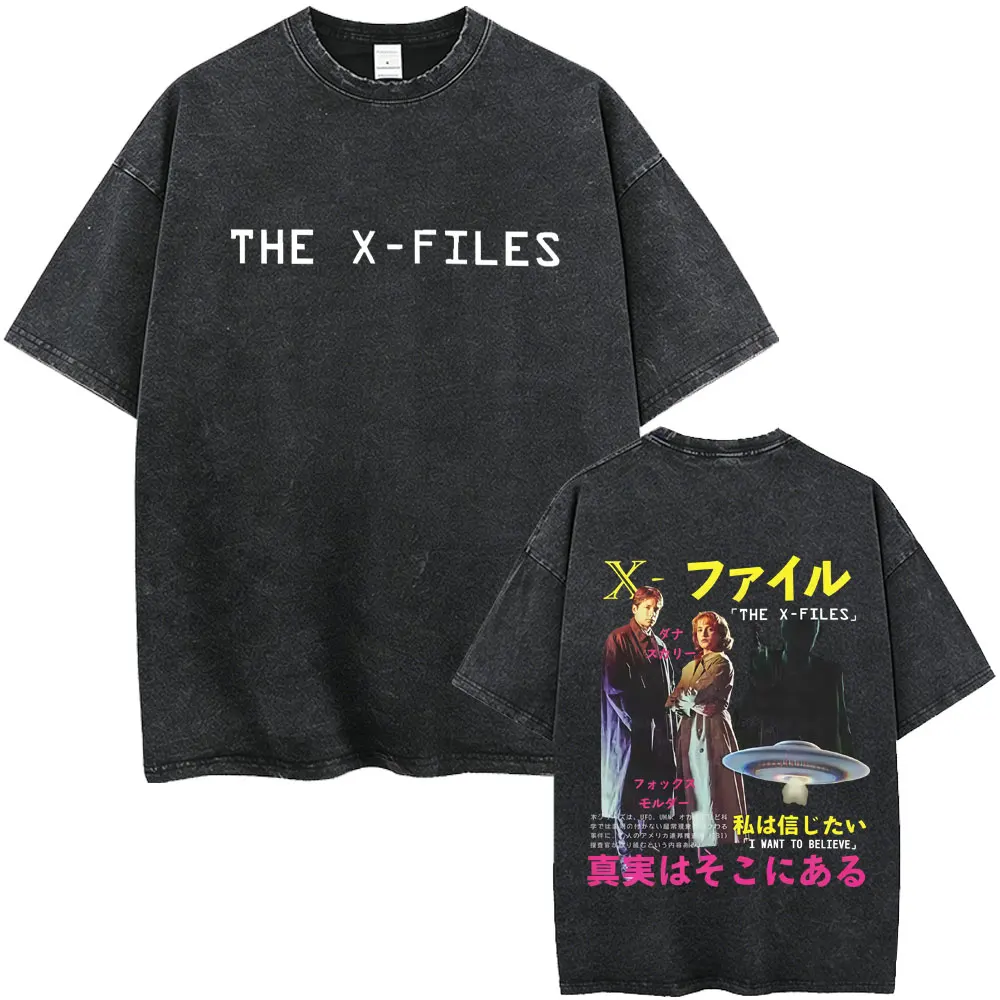 Washed Vintage Movie The X Files All The Taglines The Truth Is Out There Graphic T-shirt Men's Women Casual Cotton Retro T Shirt