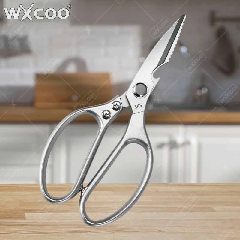 WXCOO Chicken Bone Scissors Kitchen Cutting Knife for BBQ Multifunctional Food Scissors Slicing Fish Meat Knife Stainless Steel