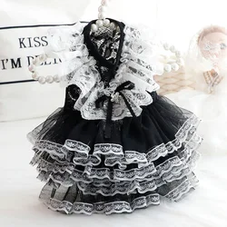 Dog Lace Mesh Dress Spring/summer Thin Cat Princess Dresses Black Lace Dresses Small Dog Pet Tutudog Dress Puppy Clothes