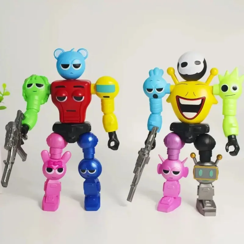 New Game Sprunki Action Figures Assemble Robot Model Desktop Ornaments Decoration Cartoon Anime Dolls Kids Toys Birthday Gifts