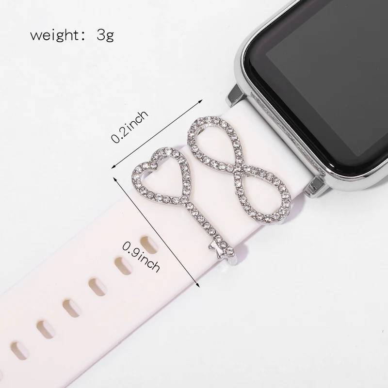 Dây Đeo Cao Su Quyến Rũ Cho Dây Đeo Thông Minh Tim Sáng Tạo Trang Trí Móng Tay Charm Phụ Kiện Dành Cho Iwatch Sport Vòng Đeo Tay Hạt Charm Trang Sức