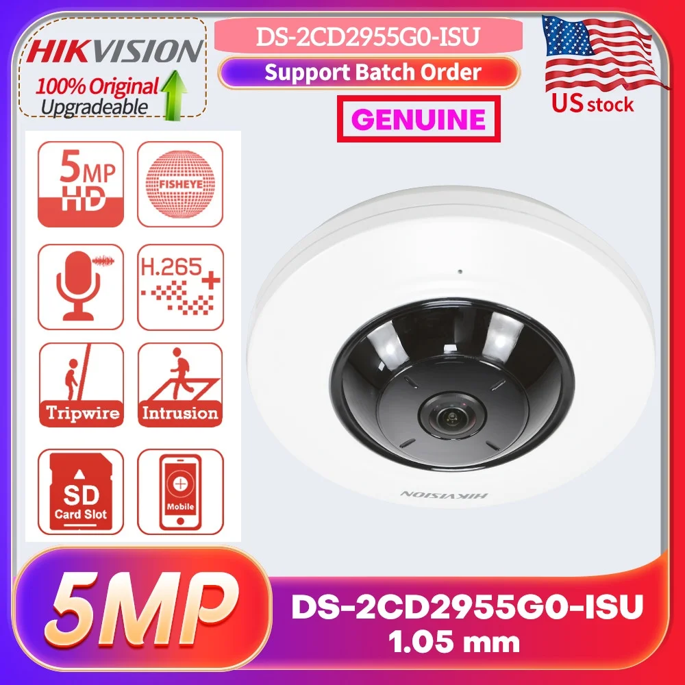 Hikvision DS-2CD2955G0-ISU 5MP 360° Fisheye IP Camera Panoramic POE Security Heatmap Built-in Mic Shop Office Surveillance