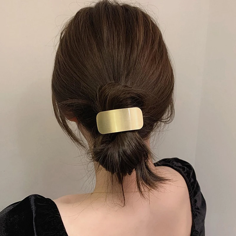 Modische, mattierte Metall-Haarbänder in Rechteckform für Damen, elastisches, schlichtes Haarband, Pferdeschwanzhalter, Haar-Accessoires