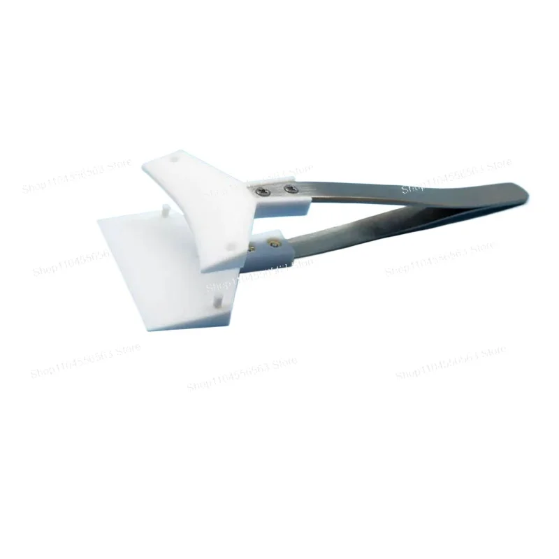 PTFE Wide Tip Tweezers Acid Alkali Resistant Anti-Static for Semiconductor Wafer Silicon Chip with Serrated Handles