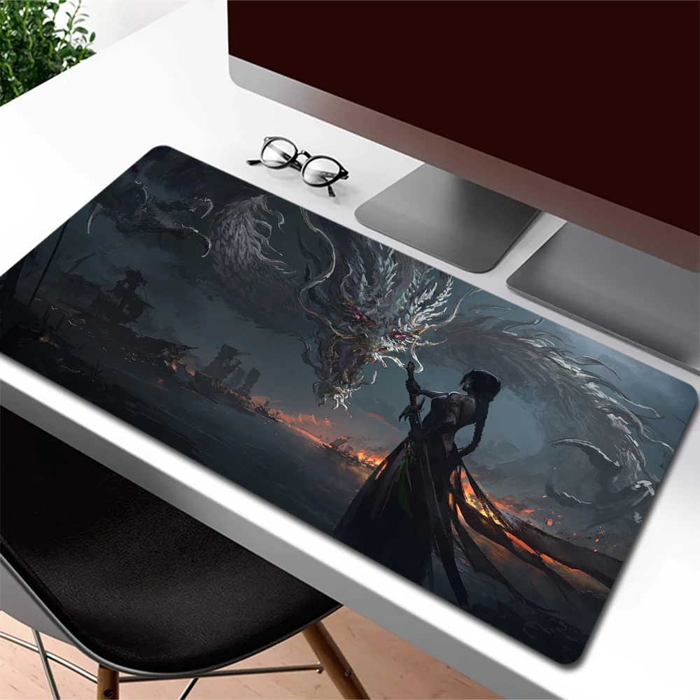 

Dragon Gaming Mouse Pad Anime Girl Large Mousepad Gamer Premium Game Mosue Mat Big Laptop Desk Mat Non-Slip Office Keyboard Pad