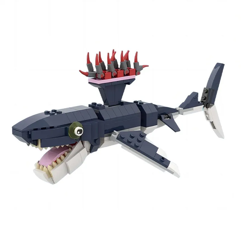 MOC Kreatives Modell der Tiefsee-Haifisch „Hunger Shark“ – Riesiger Mund-Hai Baustein-Modell DIY Erwachsenen-Puzzle Montage-Spielzeug Geburtstagsgeschenk – Detail 6