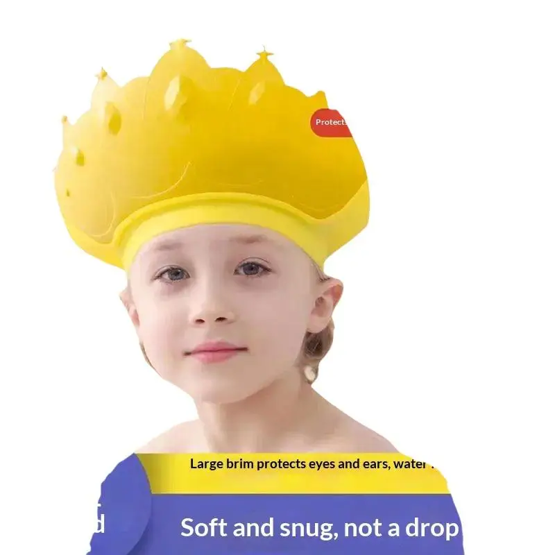 Größenverstellbare Kinder-Shampoo-Kappe Krone Baby-Duschhaube Cartoon-Badevisier Säuglings-Haarschutz Ohrenschutz Wasserdicht – Detail 6