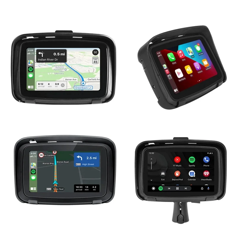 1Set Motorcycle GPS Moto Navigation Portable Motor Navigator Motorcycle Carplay Android Auto Stereo Black Plastic GPS Navigation