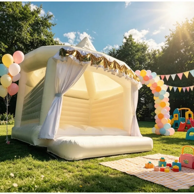 New Inflatable Bouncy Castle Jumping Bed, Outdoor Wedding Bounce House Tent for Commercial Advertising Party Use