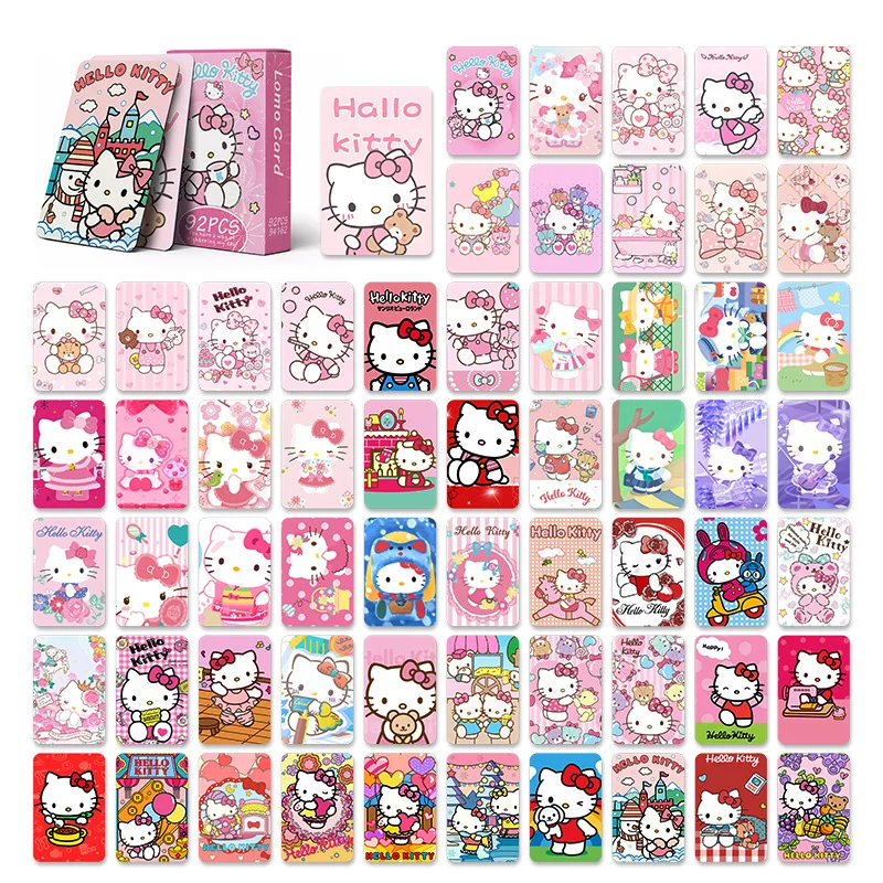 92Pcs/Set High Quality Sanrio Hello Kitty Lomo Cards HD Printd Photocards Kawaii Hello Kitty Stickers Series Collection Gifts