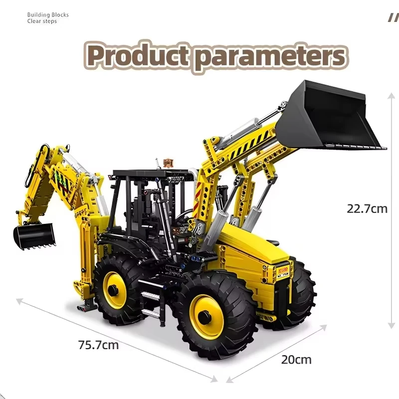 MOULD KING 17036 Double Head Engineering Vehicle Toys For Kids Technical Model Building Kits Motorized Excavator Truck Bricks