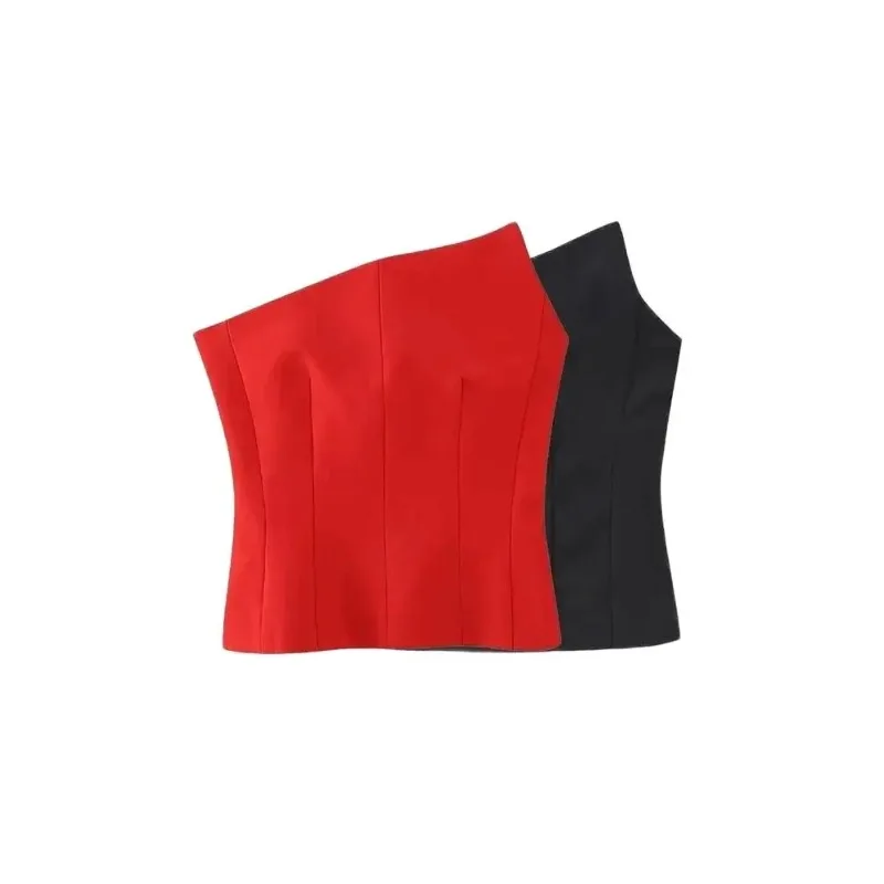 Fanan 2026 Neue frauen Asymmetrische Bustier Tops Sexy Backless Seite Zipper Weibliche Camis Einfarbig Mode