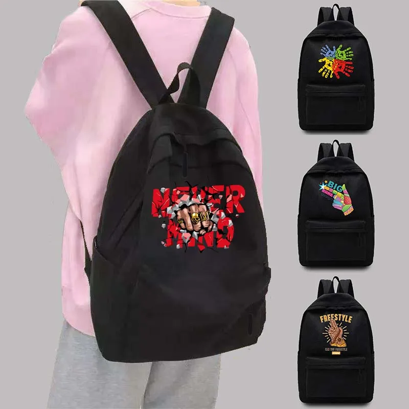 Women's Backpack Teen University School Bag Travel Backpack Backpack Laptop Bag Harajuku Gesture Print Pattern Sports Backpacks