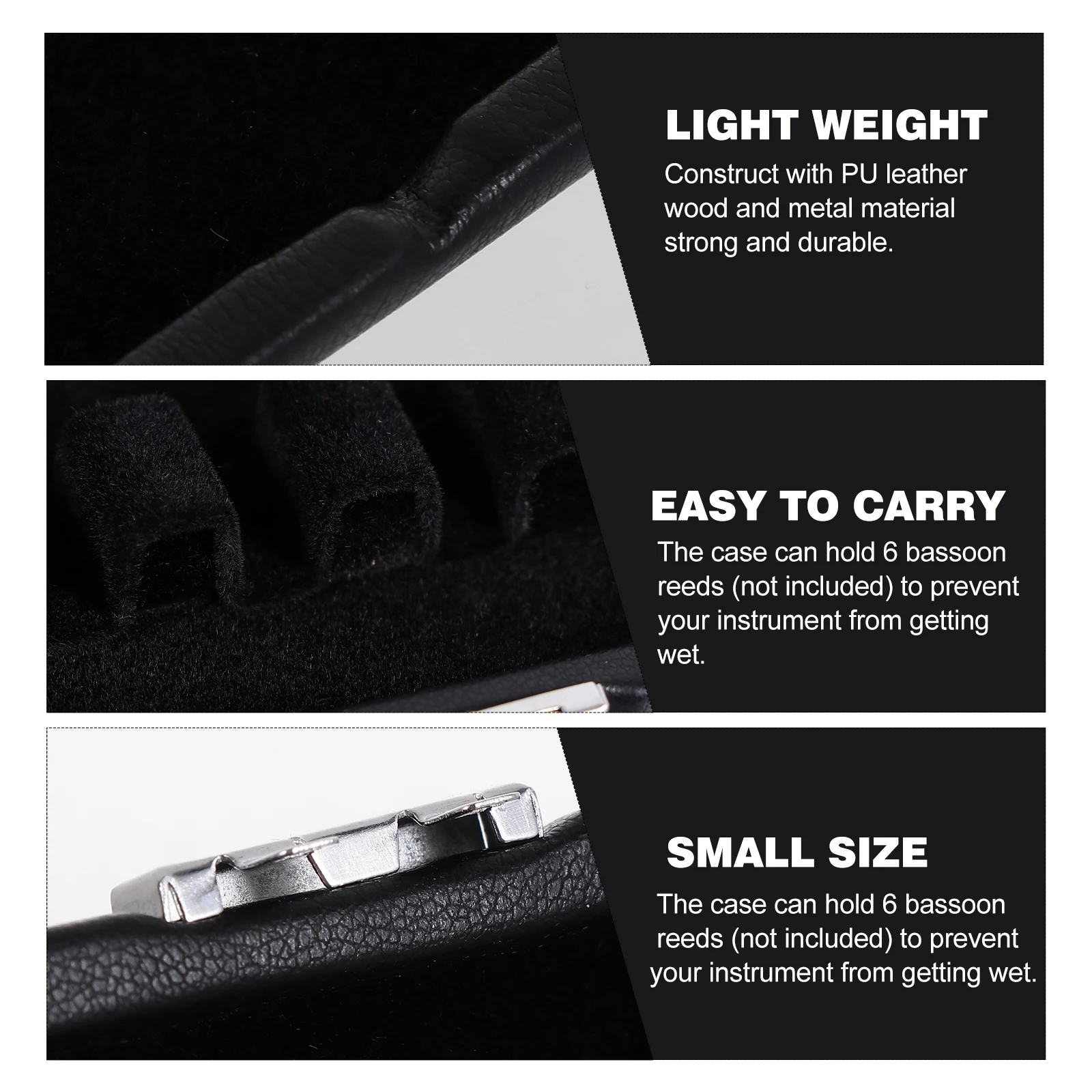 

Bassoon Case Pu Wood Metal Storage Holder Container With Metal Buckle Lock Felt Lining For Bassoon Reed Box