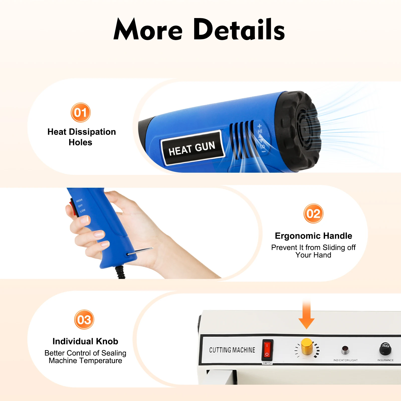 530W 열 밀봉기 포장 밀봉기 1500W 열풍기 포함 110V