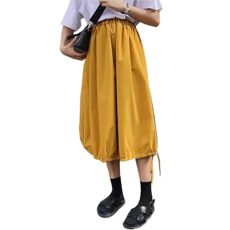 

2024 Autunm Women Long Skirts Korean Fashion Style Elegant Cotton Linen Maxi Skirt Streetwear Lantern Skirt Female Clothes